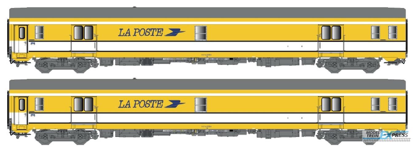 LS Models 40445 POST UIC PA, geel/wit, grijs dak, Y24 draaistel, ringbalgen, twee beveiligings zijbanden, kleine ramen op toegangsdeuren  /  Ep. V  /  SNCF  /  HO  /  DC  /  2 P.
