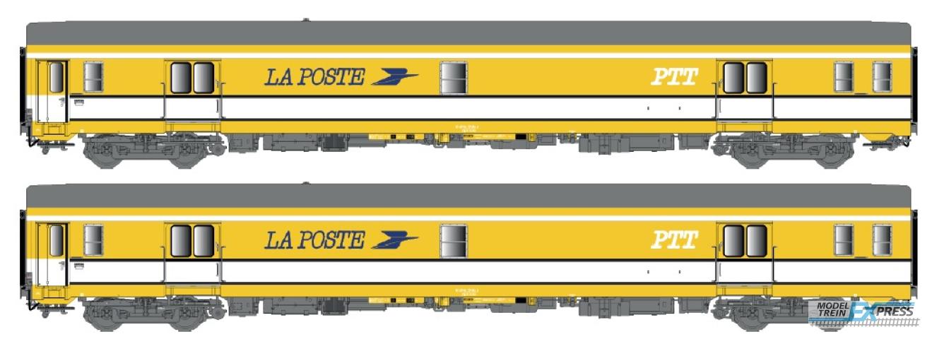 LS Models 40446 POST UIC PA, geel/wit, grijs dak, Y24 draaistel, ringbalgen, twee beveiligings zijbanden  /  Ep. V  /  SNCF  /  HO  /  DC  /  2 P.