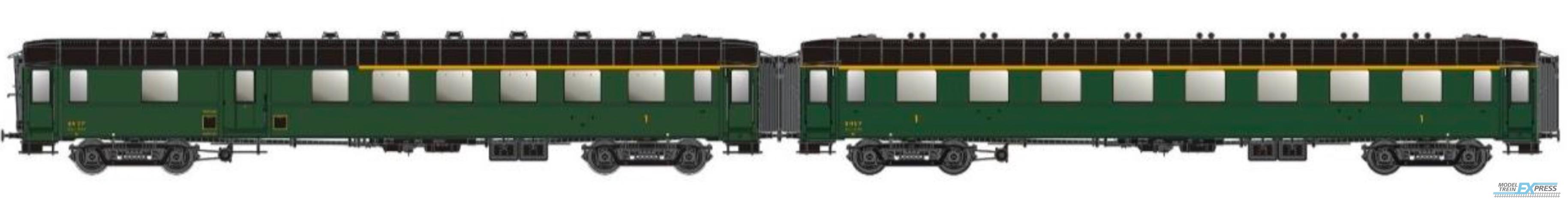 LS Models 40906 Set OCEM, A8myfi + A5Dmyi, groen, onderstel en dak zwart / Ep. IIIC-D / SNCF / HO / 2 P.