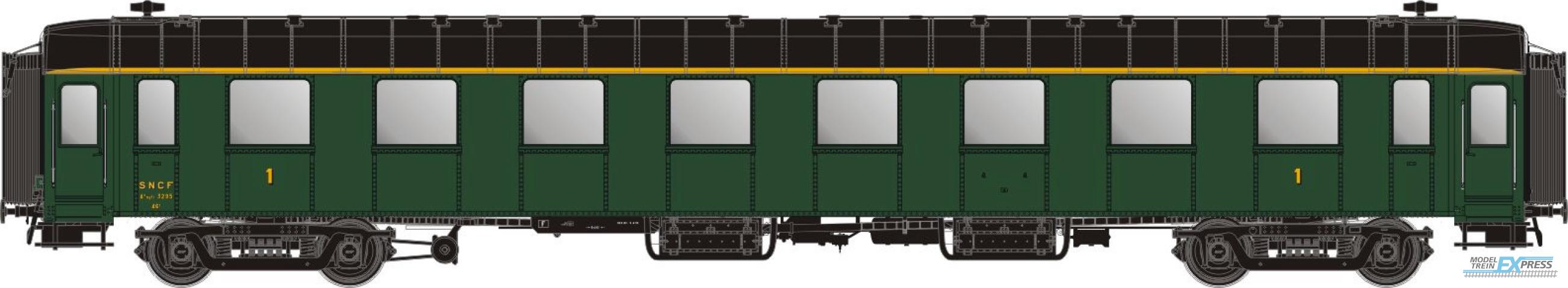 LS Models 40918 OCEM-rijtuig 1e klasse A8, zichtbare klinknagels, groen, dak en onderstel zwart  / Ep. III c-d / SNCF / HO / DC / 1 P.