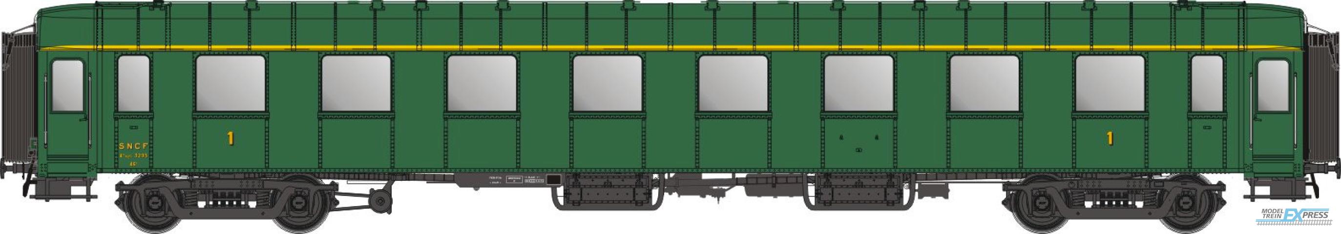 LS Models 40919 OCEM-rijtuig 1e klasse A8, zichtbare klinknagels, groen, onderstel grijs  / Ep. III d / SNCF / HO / DC / 1 P.