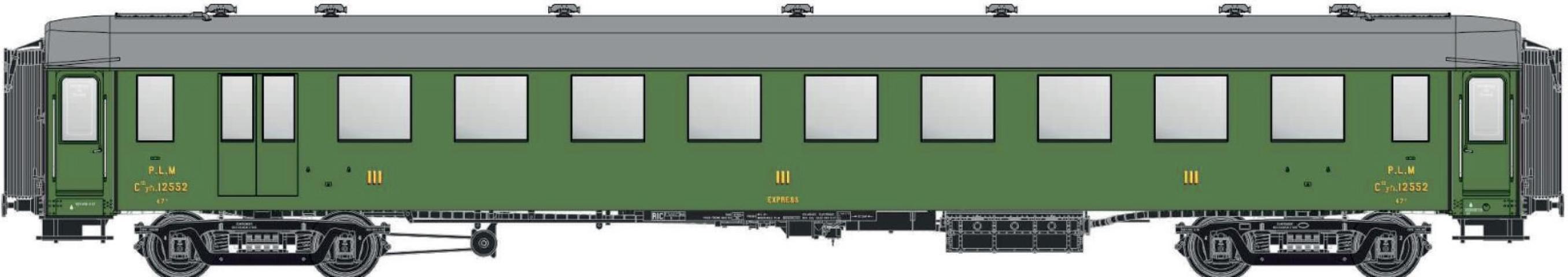 LS Models 40948 OCEM, groen/zwart onderstel/grijs dak, C10yfi, met binnenverlichting / Ep. IIb / PLM / HO / DC / 1 P.