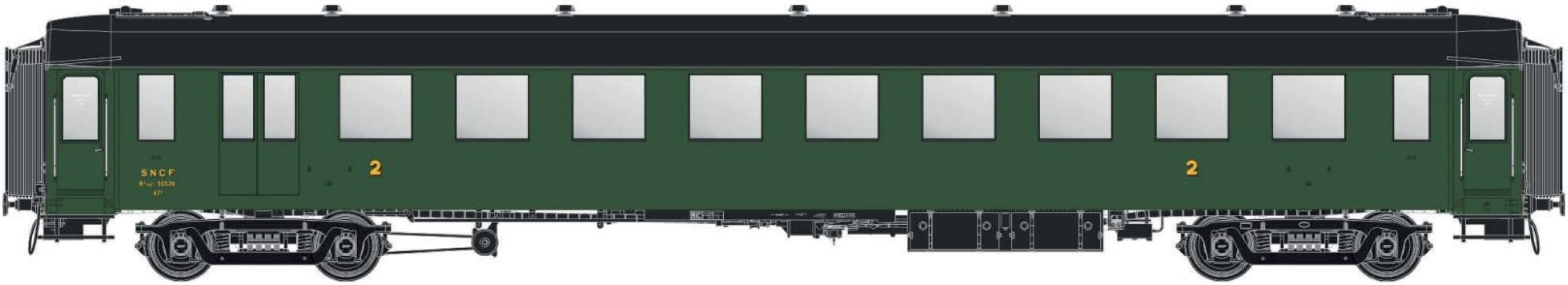 LS Models 40954 OCEM, groen/zwart onderstel en dak, B10myfi, met binnenverlichting / Ep. IIIc / SNCF / HO / DC / 1 P.