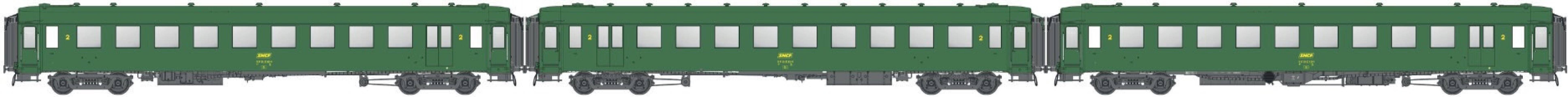 LS Models 40960 OCEM, groen/grijs onderstel, B5Dd, met binnenverlichting / Ep. VIa / SNCF / HO / DC / 1 P.