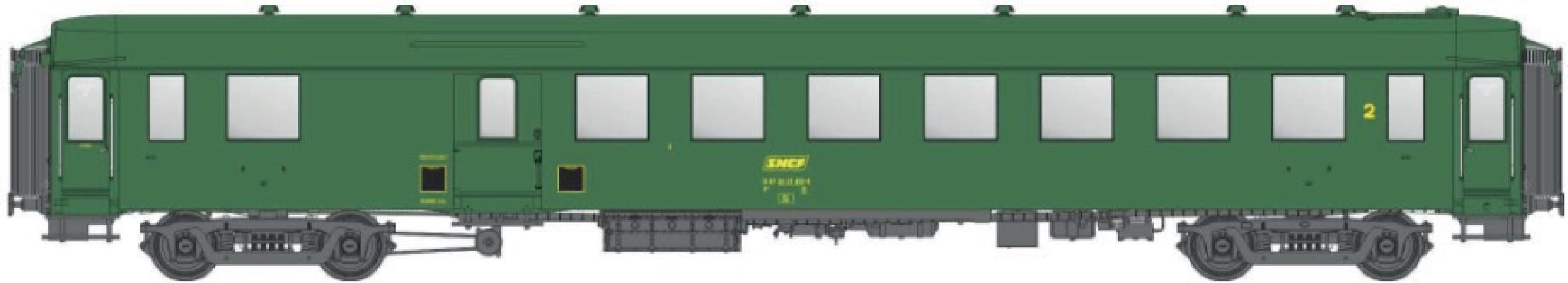 LS Models 40961 OCEM, groen/grijs onderstel, B10 + B10 + B10, met binnenverlichting / Ep. VIa / SNCF / HO / DC / 3 P.