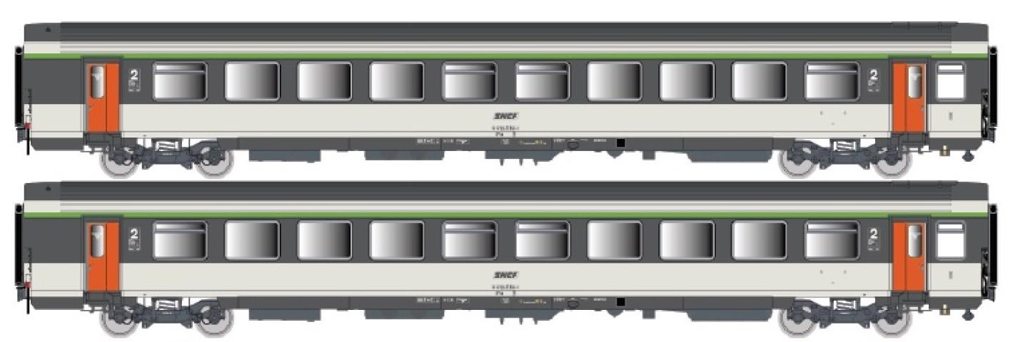 LS Models 41220DC Set VTU B11rtu + B11tu, originele Corail livrei, omkaderd logo  /  Ep. IV  /  SNCF  /  HO  /  DC  /  2 P.