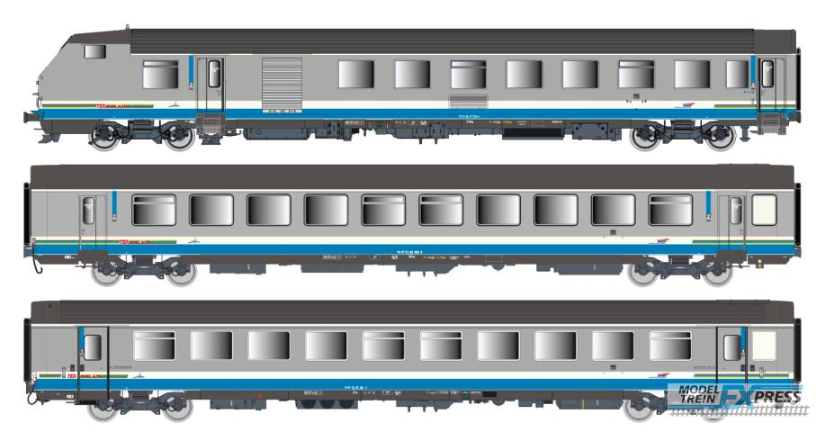 LS Models 41253DC VU B6Dux + VTU B11tux + VTU A10tu, livrei "TER Rhone-Alps", pet-logo / Ep. V / SNCF / HO / DC / 3 P.