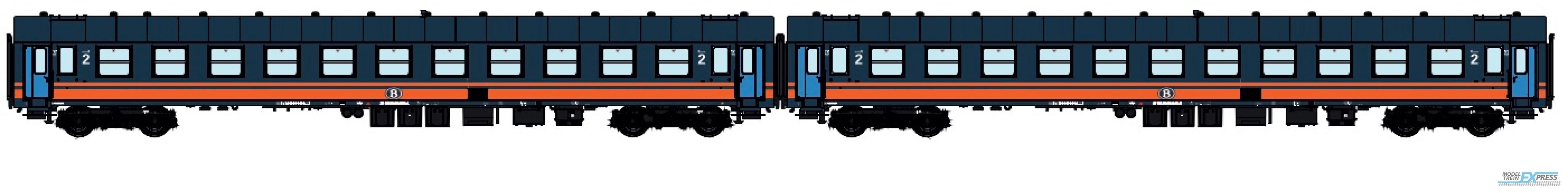 LS Models 42086 I5 Bc + I5 Bc, blauw, oranje lijnen, licht blauwe deuren  /  Ep. IV  /  SNCB  /  HO  /  DC  /  2 P.
