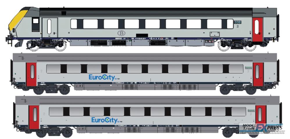 LS Models 43059 Set I11 EUROCITY BDx+B+B, twee/vier roosters, B en NS logo's / Ep. VI / SNCB / HO / DC / 3 P.