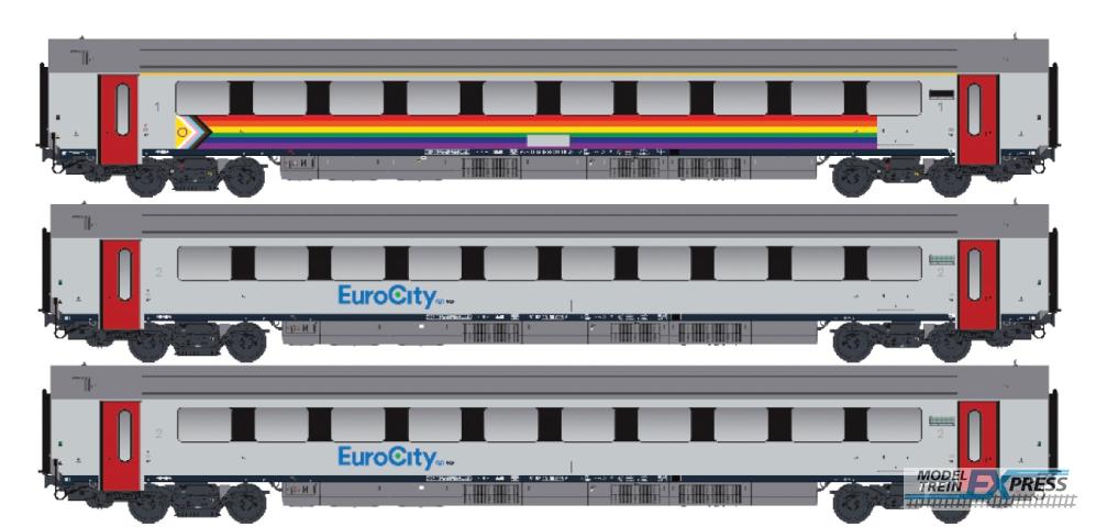 LS Models 43060 Set I11 EUROCITY A+B+B, twee roosters, B en NS logo's / Ep. VI / SNCB / HO / DC / 3 P.