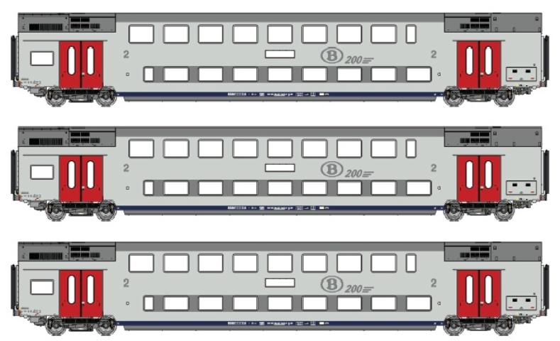 LS Models 43105DC M6, B + B + B, wit, rode deuren, 200 km/h / Ep. VI / SNCB / DC / 3 P.