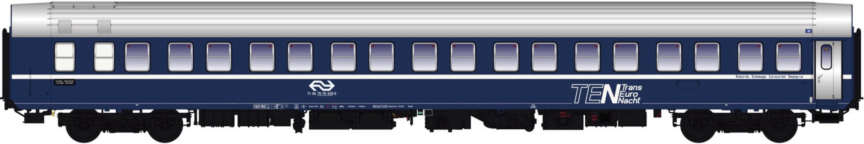 LS Models 44190 T2S, TEN blauw, zilver dak, TEN logo, NS logo / Ep. IVa / NS / HO / DC / 1 P.