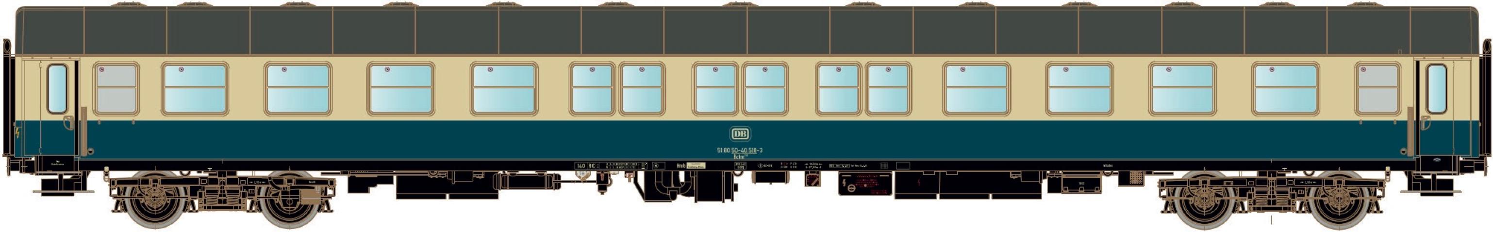 LS Models 46182 Bctm256 ligrijtuig, oceaanblauw/beige, blokremmen / Ep. IV / DB / HO / DC / 1 P.