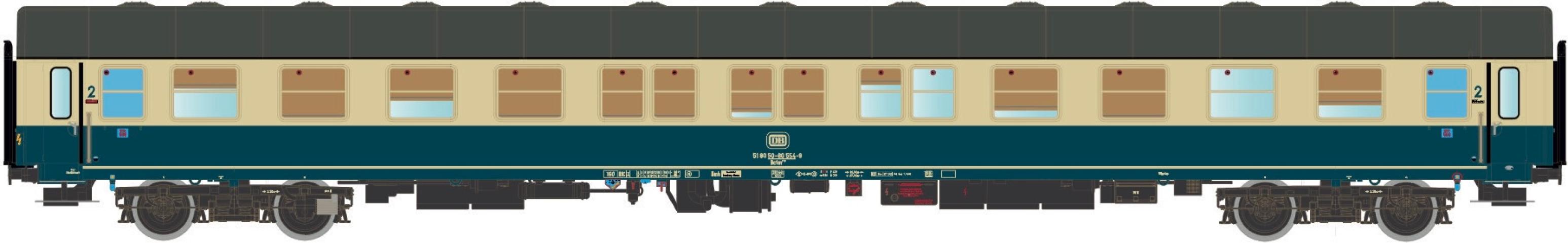 LS Models 46185 Bctm256 ligrijtuig, oceaanblauw/beige, schijfremmen / Ep. IV / DB / HO / DC / 1 P.