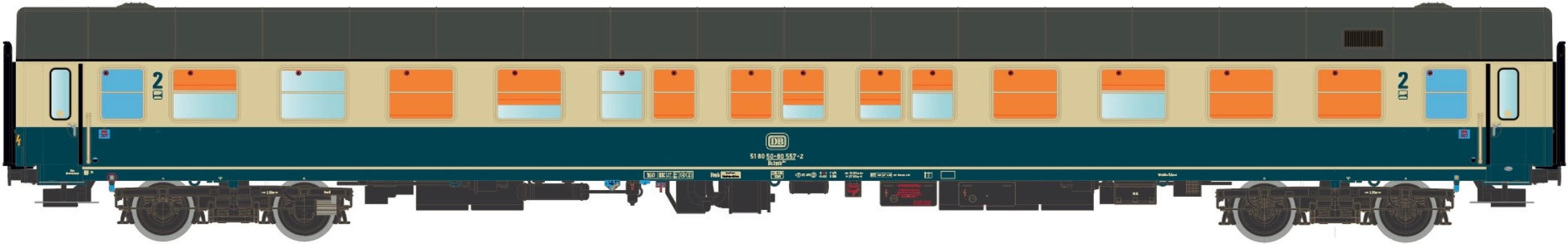 LS Models 46188DC Bctm257 ligrijtuig, oceaanblauw/beige, blokremmen / Ep. IV-V / DB / HO / DC / 1 P.