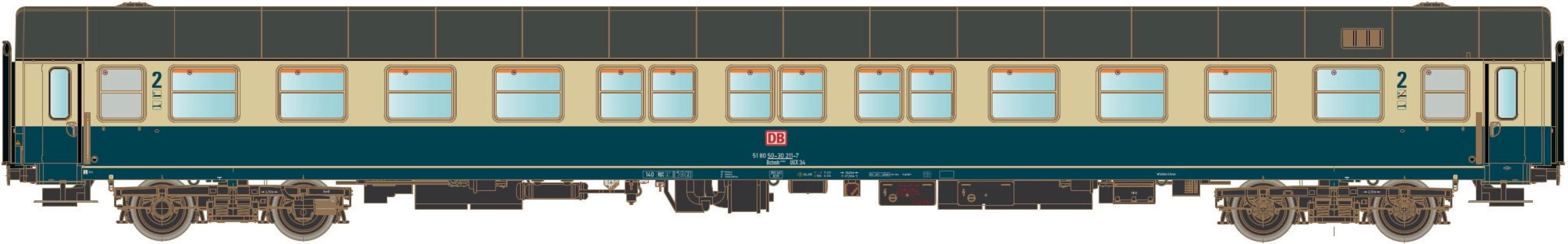 LS Models 46190 Bctm257 ligrijtuig, oceaanblauw/beige, schijfremmen / Ep. V / DBAG / HO / DC / 1 P.