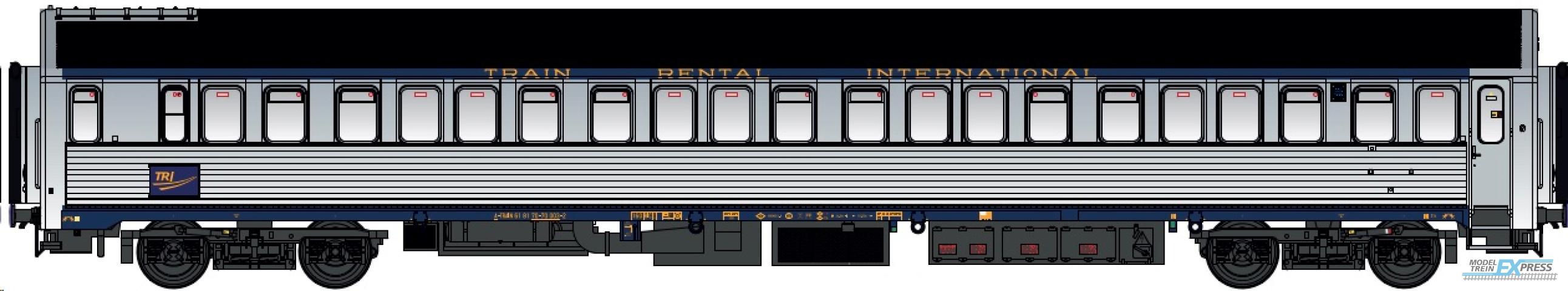 LS Models 46999 Slaaprijtuig WLAB AB30/P, edelstaal, blauwe streep, opschrift "Train Rental International" / Ep. VI / TRI / HO / DC / 1 P.