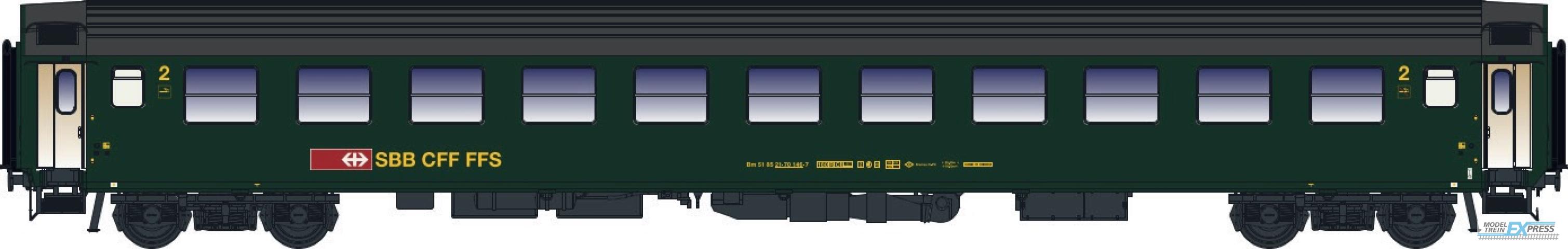 LS Models 472008 Bm, groen, nieuwe logo, 11 coupés  /  Ep. IV-V  /  SBB  /  HO  /  DC  /  1 P.
