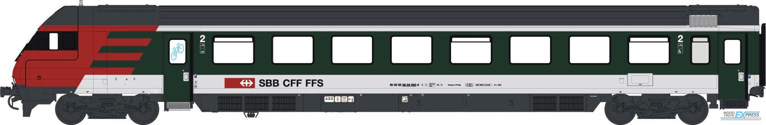 LS Models 472200AC InterCity-stuurstandwagen 2e klasse, groen/lichtgrijs met rood front  /  Ep. V  /  SBB  /  HO  /  AC  /  1 P.