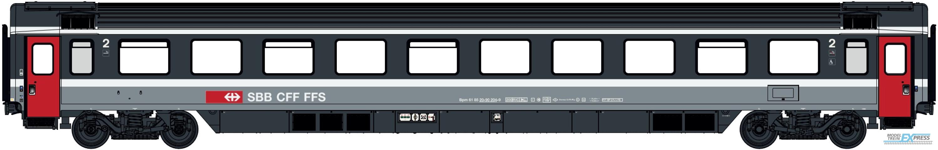 LS Models 47363 Bpm, donker grijs/licht grijs, witte lijnen, rode deuren, rokers/niet rokers  /  Ep. V  /  SBB  /  HO  /  DC  /  1 P.