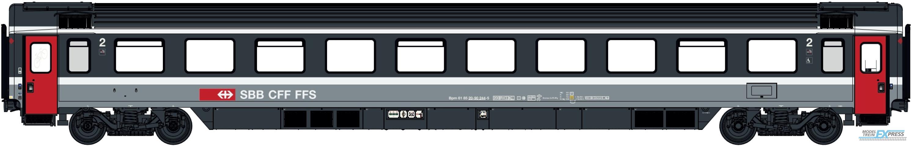 LS Models 47364 Bpm fietscompartiment, donker grijs/licht grijs, witte lijnen, rode deuren, niet rokers, gahandicapten toegankelijk  /  Ep. V-VI  /  SBB  /  HO  /  DC  /  1 P.