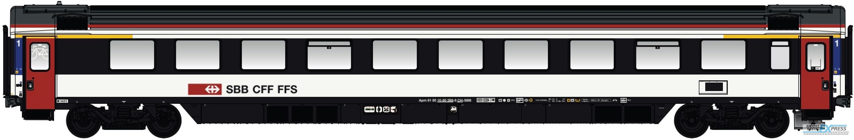LS Models 47380 Apm, design 2019, wit, zwarte ramen band, rode deuren, rode dak line, fiets logo  /  Ep. VI  /  SBB  /  HO  /  DC  /  1 P.