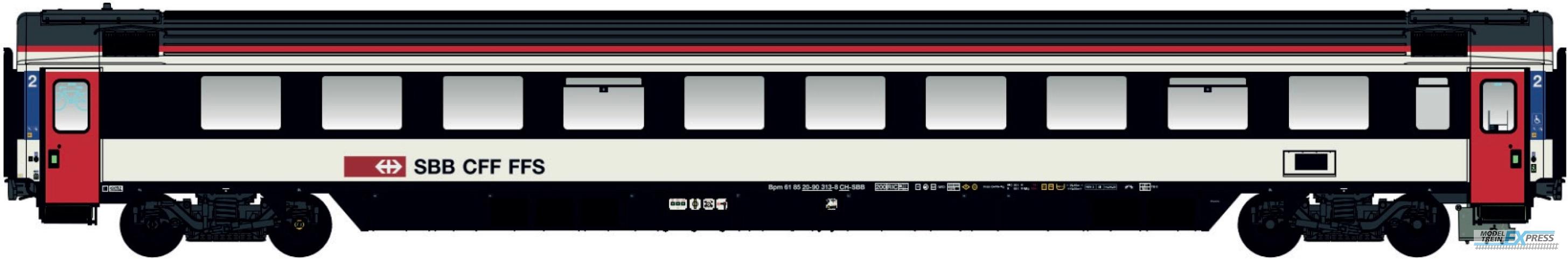 LS Models 47382 Bpm, design 2019, wit, zwarte ramen band, rode deuren, rode dak line, fiets logo  /  Ep. VI  /  SBB  /  HO  /  DC  /  1 P.