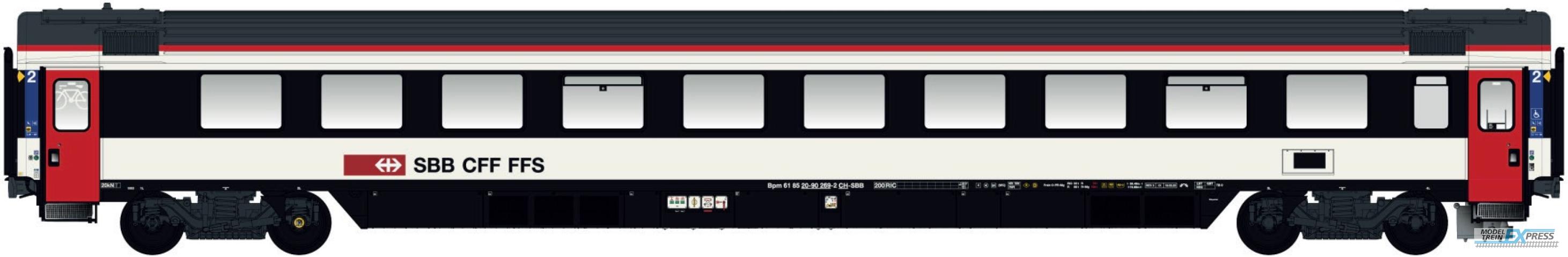 LS Models 47383 Bpm, design 2019, wit, zwarte ramen band, rode deuren, rode dak line, fiets logo  /  Ep. VI  /  SBB  /  HO  /  DC  /  1 P.