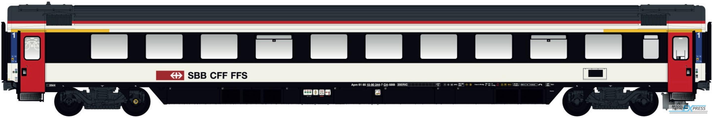 LS Models 47384 Apm EC niet roken, design 2022, wit, zwarte ramen band, rode deuren, rode dak line, fiets logo  /  Ep. VI  /  SBB  /  HO  /  DC  /  1 P.