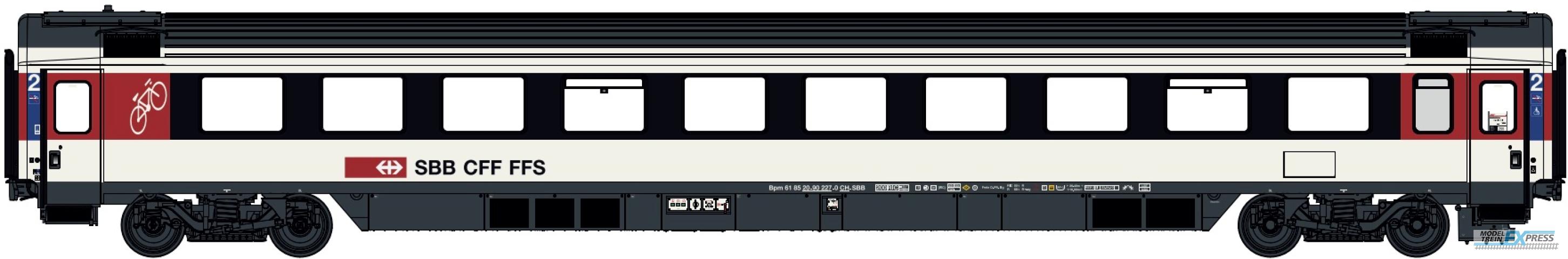 LS Models 47386 Bpm EC refit, wit, zwarte ramen band, rode deuren, fiets logo  /  Ep. V-VI  /  SBB  /  HO  /  DC  /  1 P.