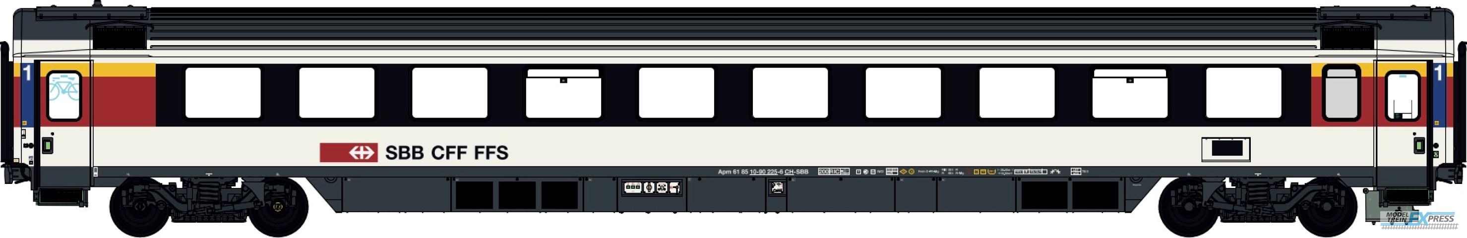 LS Models 47388 Apm EC niet roken, design 2022, wit, zwarte ramen band, rode deuren, fiets logo  /  Ep. VI  /  SBB  /  HO  /  DC  /  1 P.