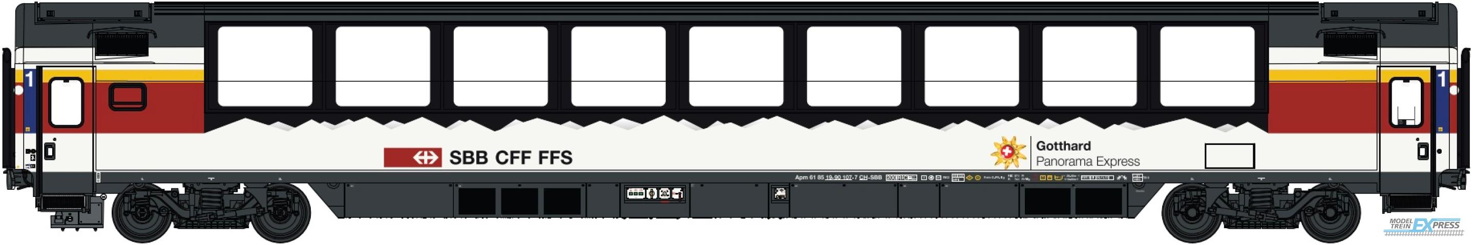 LS Models 47393 Apm EC Panoramarijtuig, niet roken, "Gotthard Panorama Express" / SBB / HO / DC / 1 P.