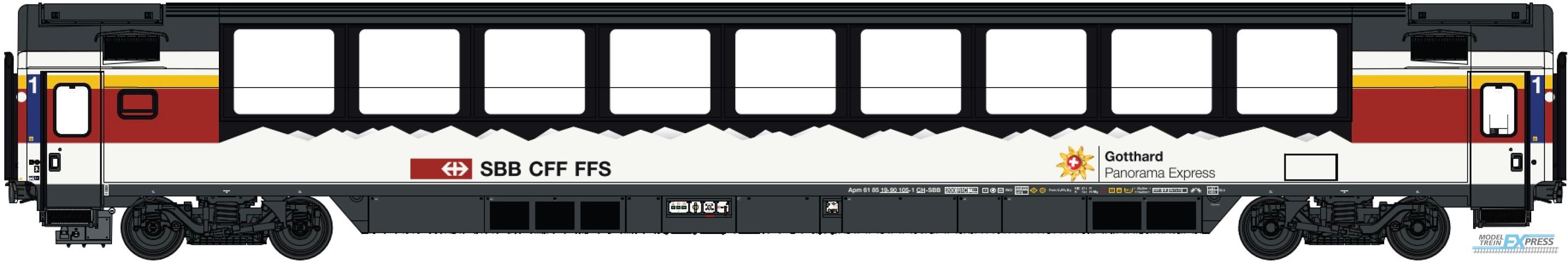 LS Models 47394 Apm EC Panoramarijtuig, niet roken, "Gotthard Panorama Express" / SBB / HO / DC / 1 P.