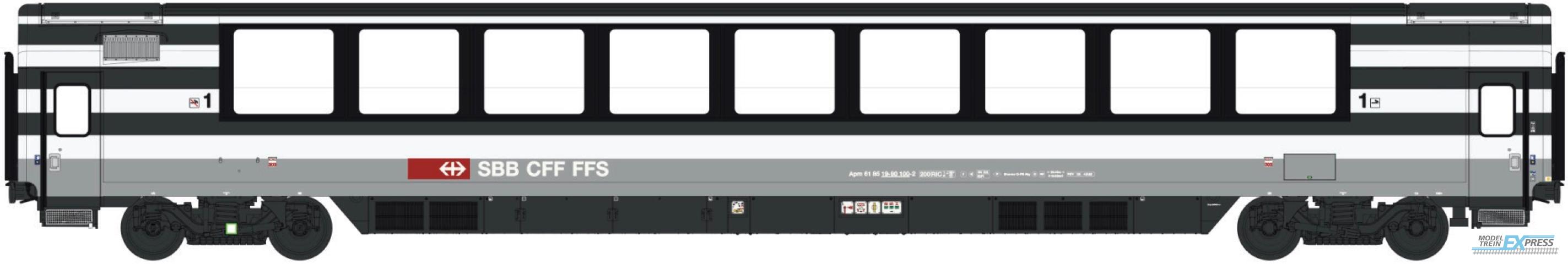 LS Models 47395 Apm EC Panoramarijtuig, oorspronkelijke uitvoering met "Zebra"-beschildering, niet roken / roken / SBB / HO / DC / 1 P.