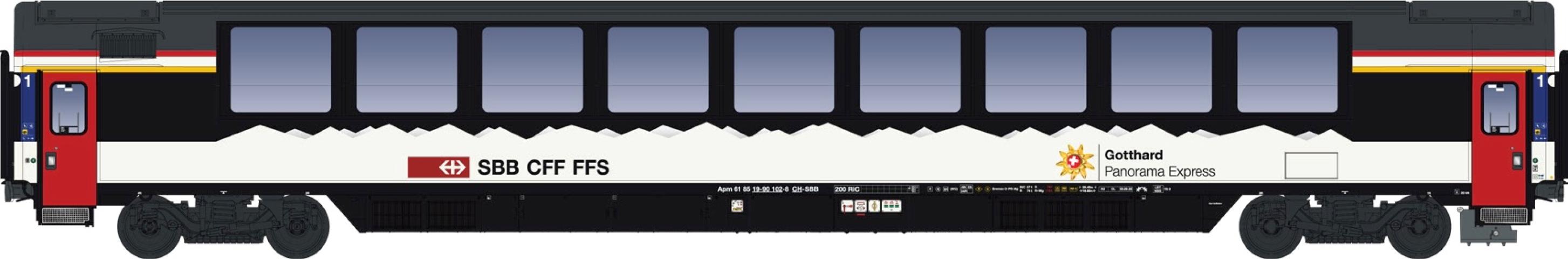 LS Models 47397 Apm EC Panoramarijtuig, niet roken, "Gotthard Panorama Express" / Ep. VI / SBB / HO / DC / 1 P.