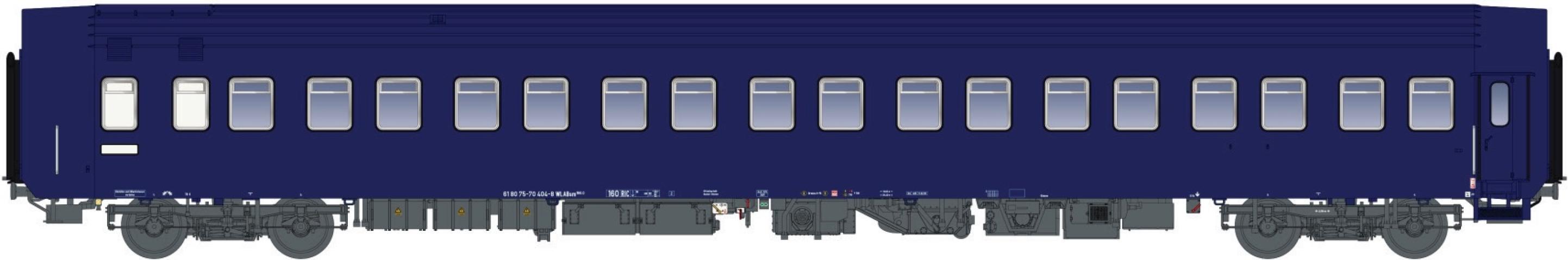 LS Models 49033 WLABsm 166, CNL blauw, zonder geel opschrift City Night Line  /  Ep. Vb  /  CNL  /  HO  /  DC  /  1 P.