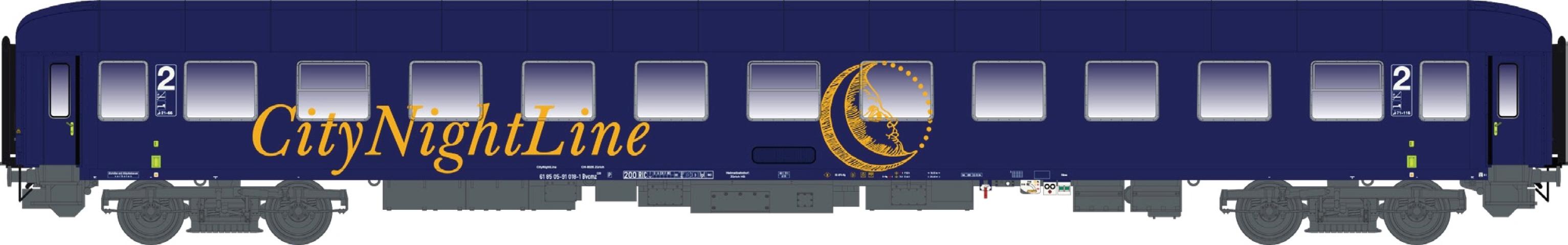 LS Models 49061DC Bvcmbz 248.5 CNL, blauw, geel opschrift "City Night Line", groot "Men in the moon" logo / Ep. V / CNL / HO / DC / 1 P.