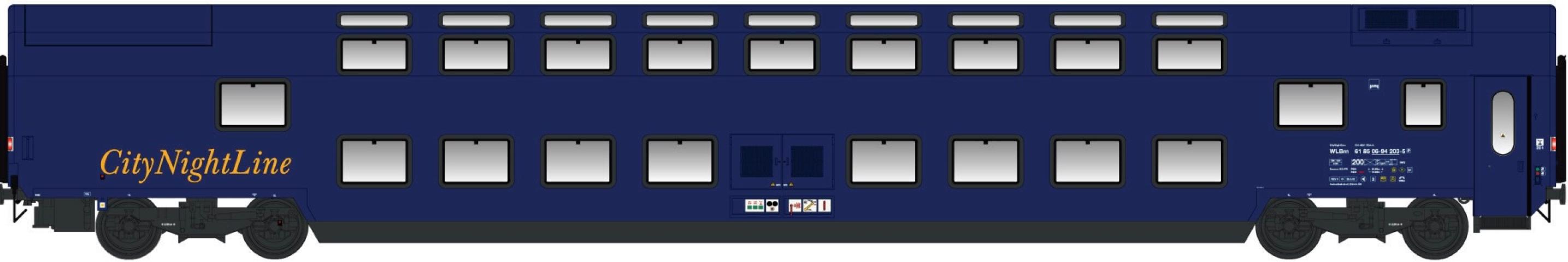 LS Models 49065AC WLABm CNL, blauw, geel opschrift "City Night Line" / Ep. V / CNL / HO / AC / 1 P.
