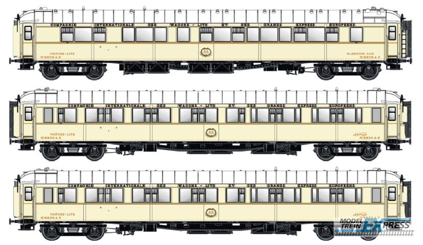 LS Models 49139.1 S1 + S1 + S1, wit, voor Egypte, livrei 1928, CIWL, chassis lang, dak engels, monogram (zonder binnenverlichting)  /  Ep. II  /  CIWL  /  HO  /  DC  /  3 P.