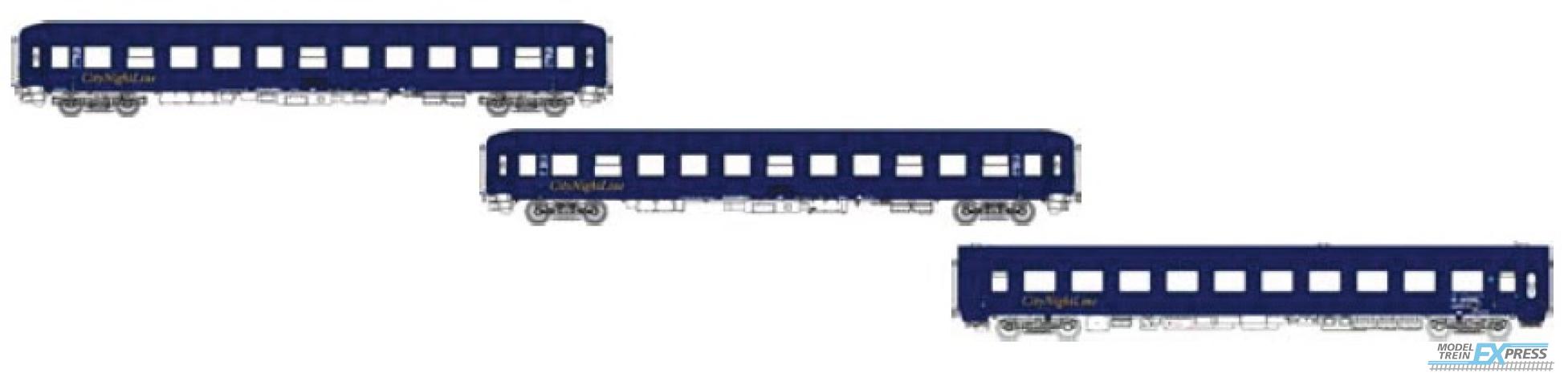 LS Models 79002 Set Bvcmz/WRm, blauw, gele City Night Line opschriften  /  Ep. V  /  CNL  /  N  /  DC  /  3 P.