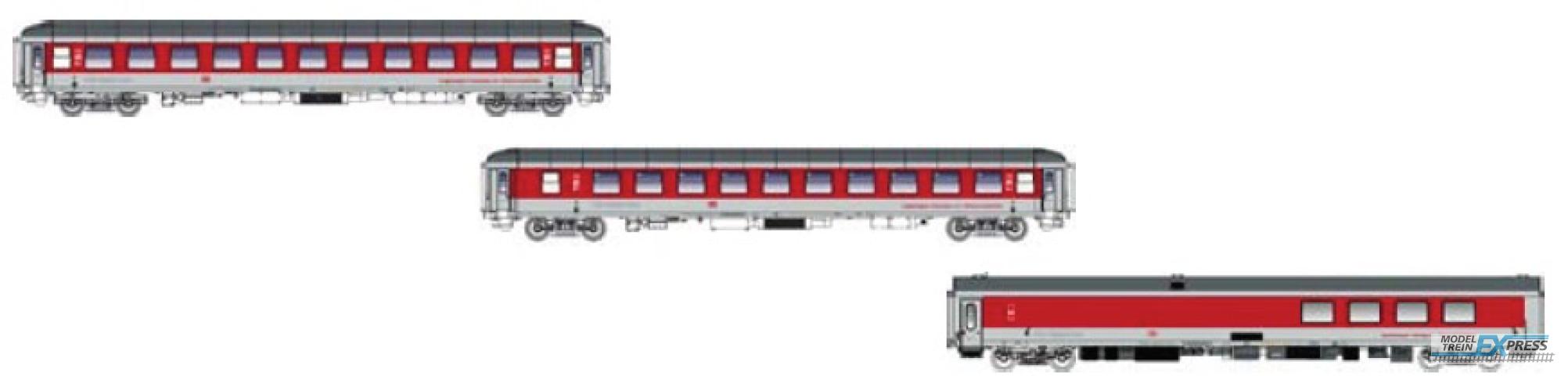 LS Models 79011 Set Bvcmz/WRm, wit/rood, City Night Line opschrift, DBAG logo  /  Ep. V  /  CNL  /  N  /  DC  /  3 P.