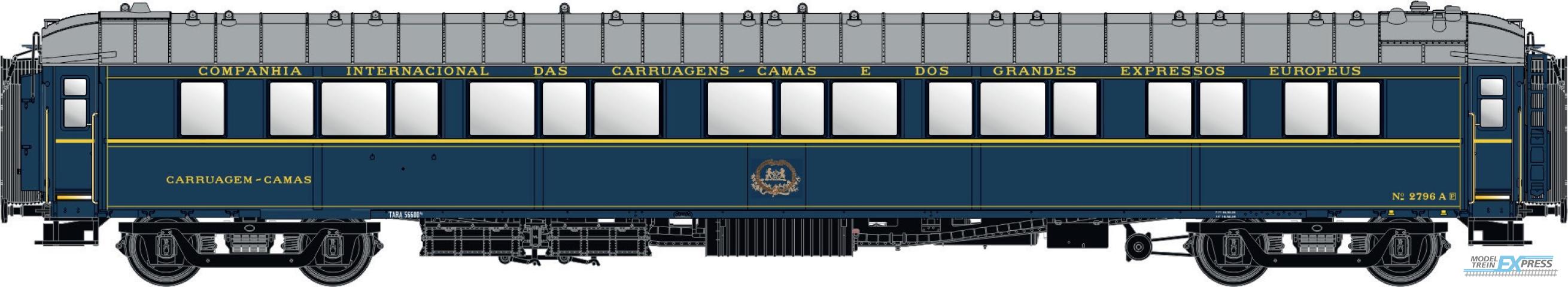 LS Models 98015 S2, blauw, livrei 1941, CIWL, chassis kort, dak normaal, monogram, 1e klas  /  Ep. IIIB  /  CIWL  /  HO  /  DC  /  1 P.