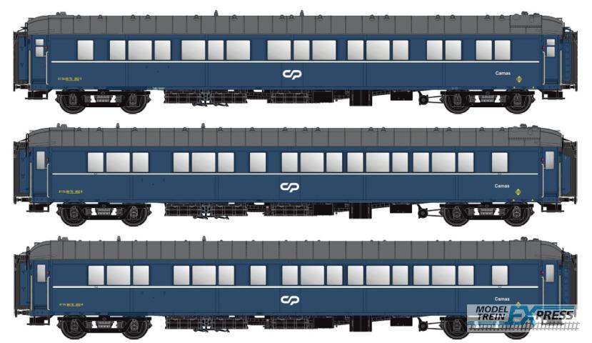 LS Models 98017 S2U + S3 + S3, blauw, livrei CP, CIWL, chassis kort, dak normaal, monogram  /  Ep. IIIB  /  CIWL  /  HO  /  DC  /  3 P.
