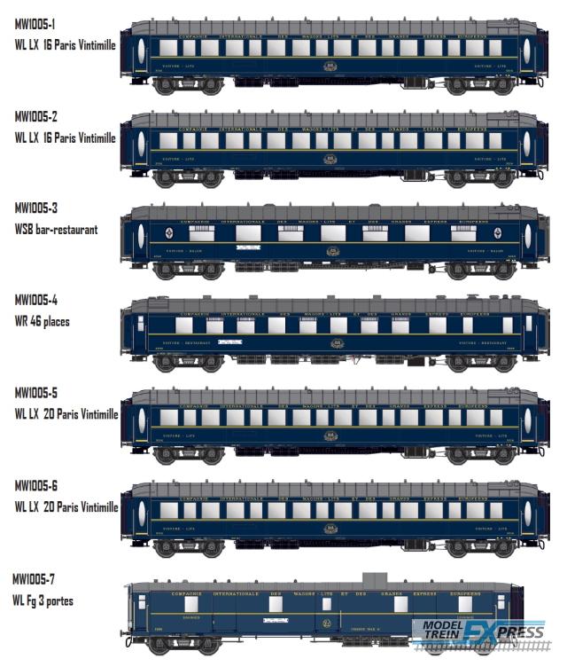 LS Models MW1005 Le train Blue 1957, 7-delige set, met binnenverlichting