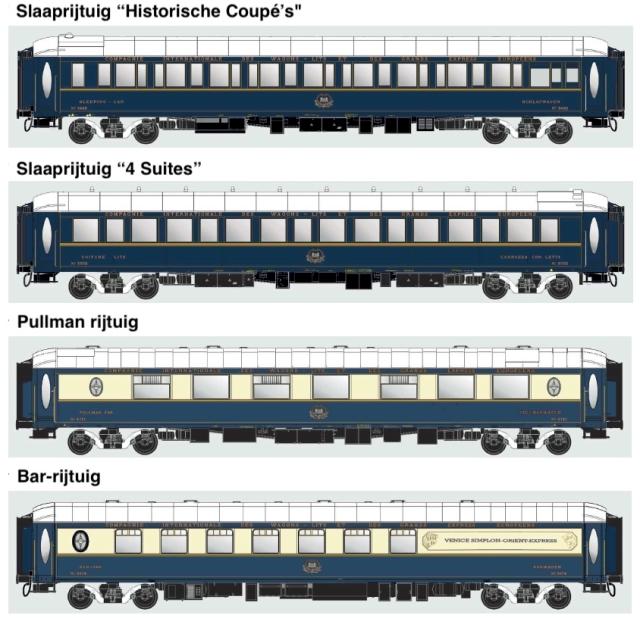 LS Models MW1007 Venice Simplon Orient-Express Set 1, 4-delig, met binnenverlichting / Ep. VI / VSOE / HO / DC / 4 P.