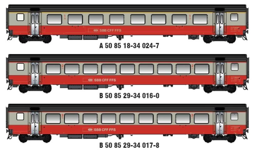 LS Models MW2109-1AC 3-delige rijtuigset EW III "Airport Express", oranje/steengrijs  /  Ep. IV-V  /  SBB  /  HO  /  AC  /  3 P.