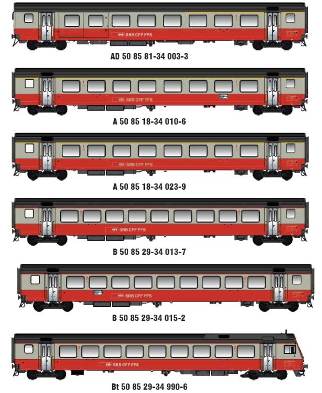 LS Models MW2109AC 6-delige rijtuigset EW III "Airport Express", oranje/steengrijs  /  EP. IV-V  /  SBB  /  HO  /  AC  /  6 P.