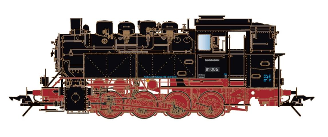 Lenz 40281-02 DAMPFLOK BR81 006, DB, EP.3, DB SCHRIFTZUG