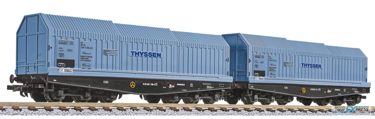 Liliput 230171 2-tlg. Set, 6-achs. Coiltransportwagen, "THYSSEN", Ep.IV