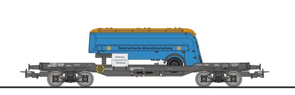 Liliput 235789 Transportwagen ÖBB, 977 0 000-4, Strüver Tankauflieger "ÖMV"